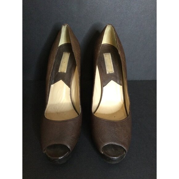 Michael Kors Womens Brown Leather Peep Toe Platform Pumps Size 9.5 M Shoes - Picture 2 of 9
